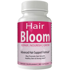 nutra4health Hair Bloom Hair Growth Pills Skin and Nails Supplement - Advanced Unique Hair Growth Vitamins and Minerals with Biotin - Gluten Free 60 Capsules