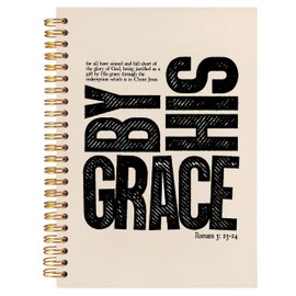 BearCake Christian Notebook Journal, Christian Gifts for Women, By His Grace Scripture Prayer Journal for Women, Bible Journaling Neutral Hardcover Spiral Notebook 5.5x8.3