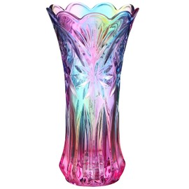 Flower Vase: Clear Rainbow Crystal Glass Vase - Glass Plant Vase for Floral Arrangements, Centerpieces, Weddings, Housewarming, Kitchen Home