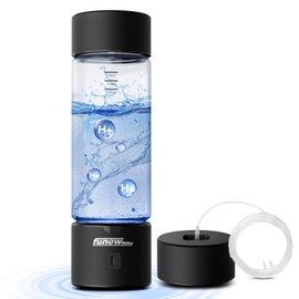 Hydrogen Water Bottle, 1400ppb Portable Hydrogen Rich Glass Cup with SPE/PEM Technology in 3-Minute Electrolysis, for Home Office Travel & Fitness, Black