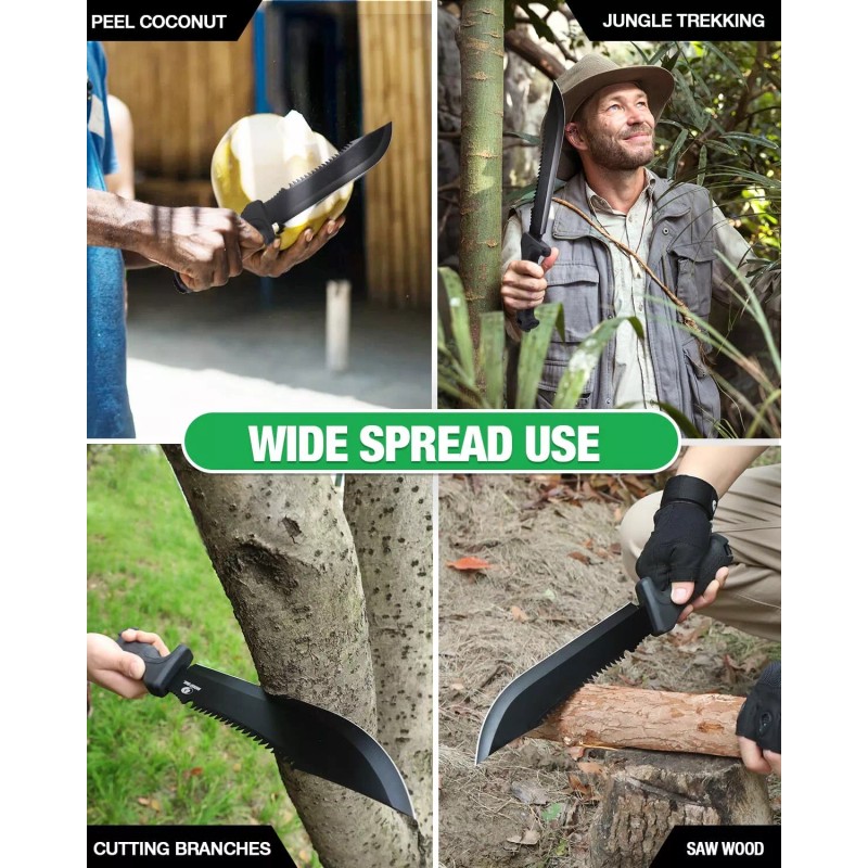 Mossy Oak 16-inch Machete With Sheath Saw Sharp Machete Ergonomic