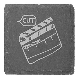 4 x 'Directors Clapper Board' 10cm Square Slate Coasters (CR00171393)