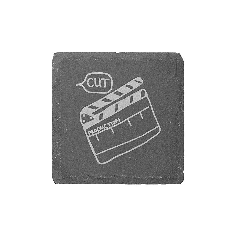4 x 'Directors Clapper Board' 10cm Square Slate Coasters (CR00171393)