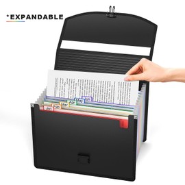 Expanding File Folder Accordion File Organizer with Handle,Fun Storage 13 Pockets Portable Document Organizer File Box Filing Organizer for Home School Office Traveling, A4 and Letter Size