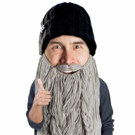 Beard Head Barbarian Roadie Knit Warm Thermal Winter Ski Mask & Beanie Hat - Gray