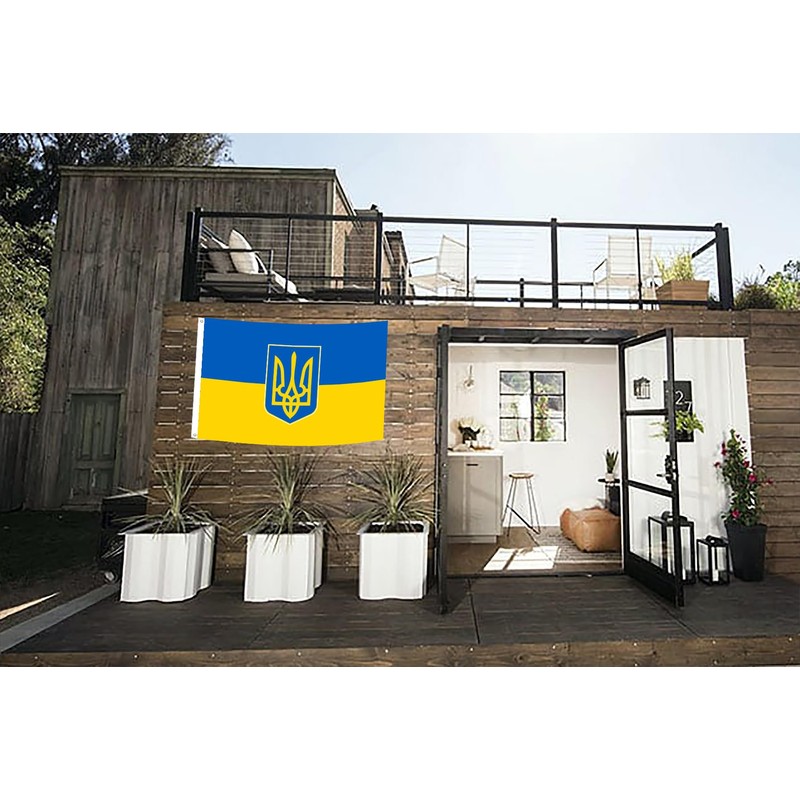 Ukraine Trident Flag 3x5FT Ukrainian National Flag Vibrant Color Fade