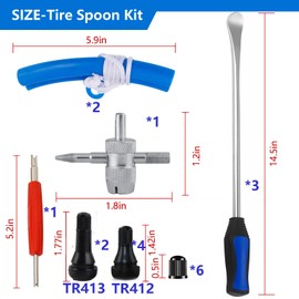 WINTOWIN 14.5" Tire Spoons Motorcycle Dirt Bike Tire Changing Tools Iron Set,Lawn Tractor Bicycle Tire Changer Tire Removal Tool with 3 Tire Irons 2 Rim Protectors Valve Stems Set TR412 TR413