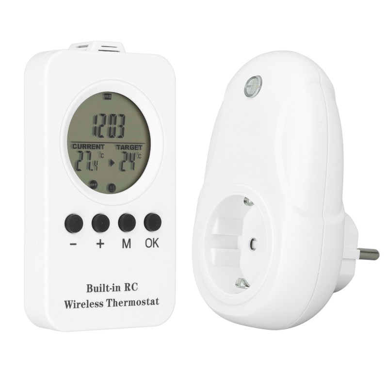 Wireless Plug in Thermostat LCD Remote Control Digital Display Temperature