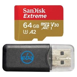 SanDisk Extreme V30 A2 64GB MicroSD Memory Card Compatible with Insta360 X3, X4 and X5 Action Camera (SDSQXAH-064G-GN6MN) Bundle with (1) Everything But Stromboli MicroSDXC & SD Card Reader