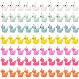 70 PCS Duck Charms for Jewelry Making, Mini Resin Duck DIY Duck Pendants with Screw Eye Pin, Duck Beads for Bracelets for Bracelet Necklace Earrings Keychain Crafts, Resin, mainly resin and steel