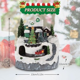 Yallmie Moving Christmas Scene, Christmas Village Houses Musical Christmas Decorations, Christmas Village Decorations Light Up Christmas House, Christmas Snow Scene for Xmas Holiday Party 6X5X4Im (03)