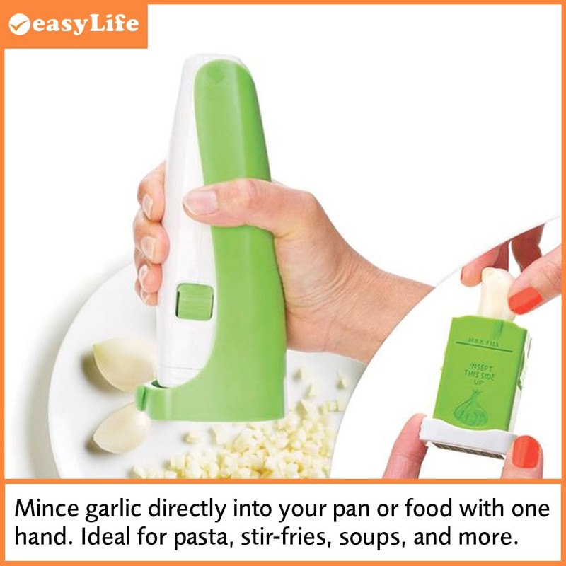 Easylife Hand Garlic Crusher, Stainless Steel Garlic Press with Integrated