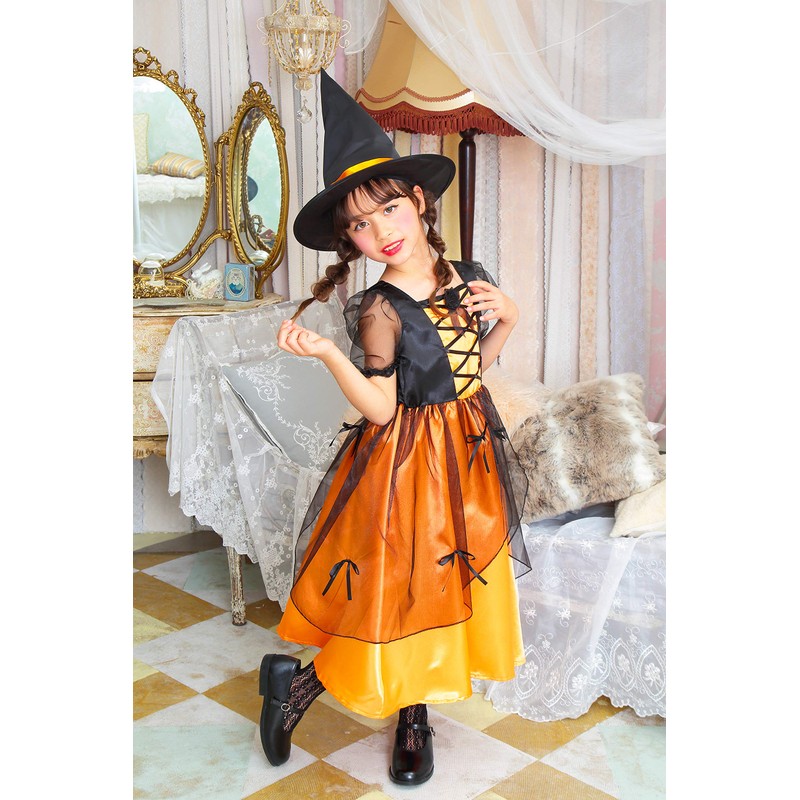 クリアストーン(Clearstone) コスプレ ハロウィン メロディドレス キッズ 120cm 女の子 オレンジ