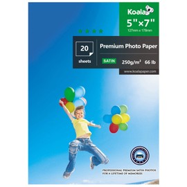 KOALA Inkjet Satin/Oyster Photo Paper 7x5 inch 18x13 cm 250gsm 20 Sheets with Premium Satin Advanced Resin Coated for Canon Hp Epson Inkjet Printer