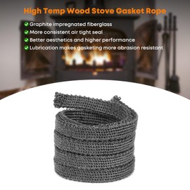 Stanbroil Wood Stove Gasket, 5/8" x 1/8" x 84" Graphite Impregnated Fiberglass Rope Seal Gasket Replacement for Wood Stoves Door