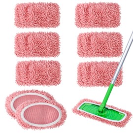 8Pcs Reusable Microfiber Mop Pads Compatible with Swiffer Sweeper，Dry Sweeping Cloths & Wet Mopping Cloths Washable Wet Pads for Hardwood Surface Floor Cleaning