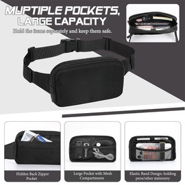 MoKo MoKo Fanny Packs for Women Men, Fashion Running Waist Packs, Crossbody Mini Bag Fanny Pack Belt Bag with Adjustable Strap for Running Outdoors Workout Travel Hiking Cycling, Black