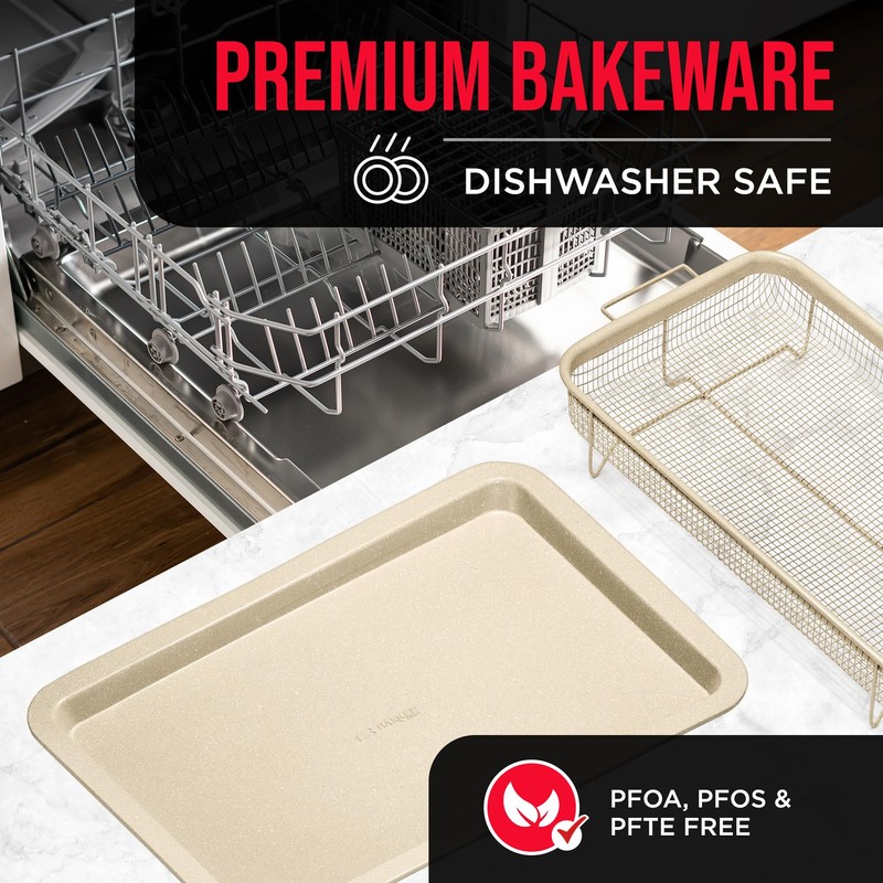 Bakken- Swiss Crisper Tray White marble Coating - 2-Piece Set,