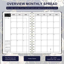 2025 Daily Planner Appointment Book Quarter-Hourly Daily Weekly & Monthly Agenda Book - from Jan. 2025 - Dec. 2025, 5.7"x8.5" with Note Pages,Twin-wire Binding