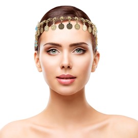 FRCOLOR Hair Jewellery Forehead Chain Jewellery for Women Chain Jewellery for Women Bohemian Headdress Headband with Chains Women's Jewellery Costume Headpiece Imitation Turquoise Golden