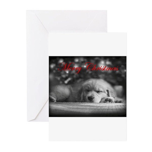 CafePress Merry Christmas Golden Retriever Cards Greeting Ca Greeting Card (20-pack), Note Card with Blank Inside, Birthday Card Matte
