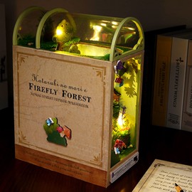 Spilay DIY Dollhouse Miniature Book Nook Assemble Kit,3D Wooden Puzzle Bookshelf Insert Decor with Light,Bookends Model Build-Creativity Kit for Adults Friend Lover Birthday Gift (TC35)