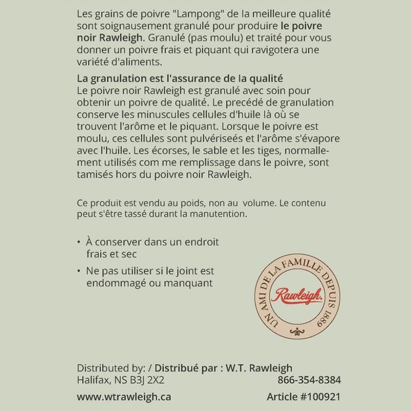 Rawleigh Premium Black Pepper Seasoning: 8 oz, Pure Lampong Pepper