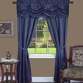 Achim Home Furnishings PAPN84NY12 Navy Panache Window in A Bag 5Piece Curtain Set, 55" X 84"