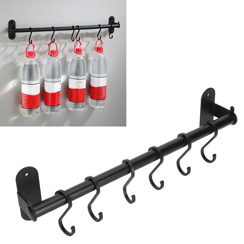 40cm 6 Hooks Pot Lid Hanger Punch WallMounted Storage Holder