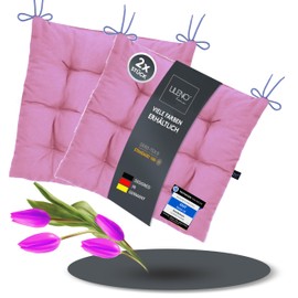 LILENO HOME Set of 2 Chair Cushions 22 Mauve (40 x 40 x 6 cm) - Seat Cushions for Garden, Kitchen or Dining Room - UV-Resistant Indoor and Outdoor Chair Cushion as Chair Cushion (Linda FUM)