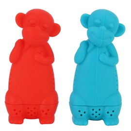 2Pcs Cute Cartoon Monkey Shape Silicone Tea Filter Infuser Strainer Tea Accessories Red Blue
