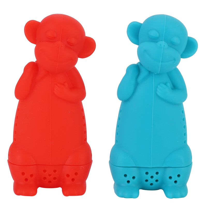 2Pcs Cute Cartoon Monkey Shape Silicone Tea Filter Infuser Strainer