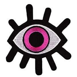 Eye Pink Iron-On or Sew On Patch Iron-On Patch for Clothes Embroidered Iron-On Patch Applique Eyelash Patch Size 7.3 x 8.6 cm