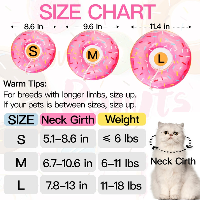 WONONE Cat Cone Collar Soft, Cute Cat Donut Collar After