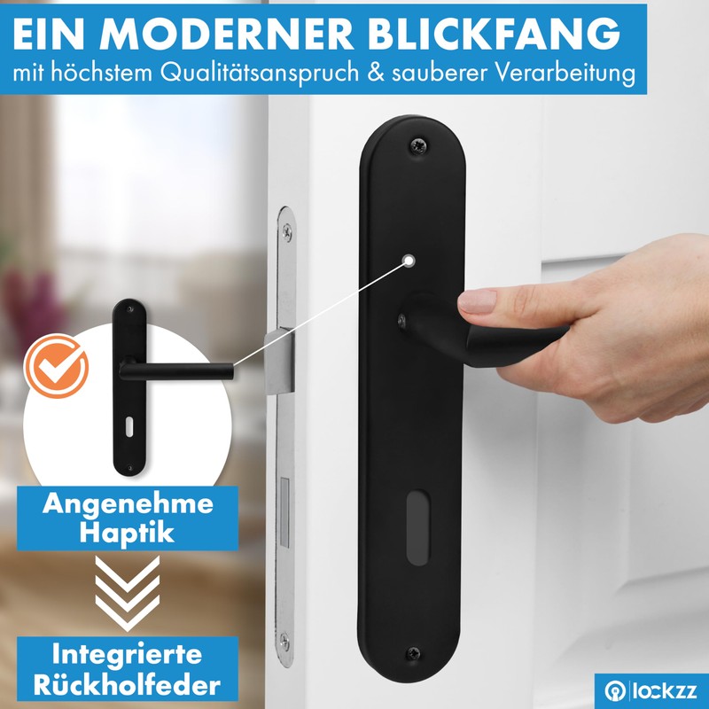 lockzz Estenfeld Door Handle Set Stainless Steel Black Matt Door