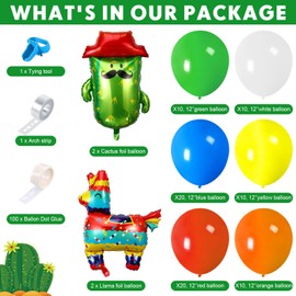 Blosssound 87 Pcs Hispanic Heritage Month Decorations Latin American Latex Balloons Spanish Foil Balloons Cactus Llama Party Decoration for Hispanic Fiesta Birthday Baby Shower Party Supplies Decor
