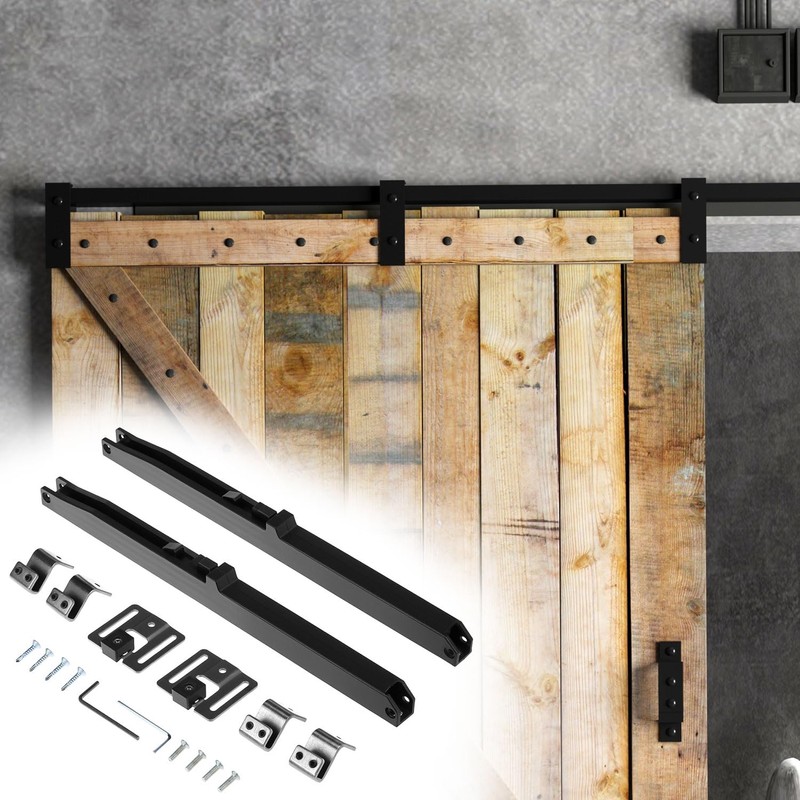 QWORK Barn Door Soft Close Kit, Hole-Free Version, Compatible for