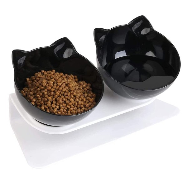 Raised Feeding Bowl, Cat Bowl, Tilted Cat Bowl, Raised Double