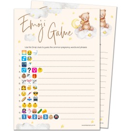 20 x Picture Baby Shower Game from Unisex Neutral Teddy Bear Design (20 Guest Cards + 1 Card of Answers for The Host + Winner's Certificate) - Made in the UK