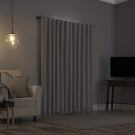 Sun Zero Greyson Faux Dupioni Silk Thermal Extreme Total Blackout Back Tab Curtain Panel, 50" x 63", Chrome Gray