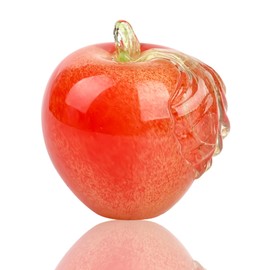 CAILIDE Hand Blown Glass Red Apple Figurine Paper Weight Christmas Birthday Gift Home Table Ornament Décor