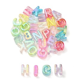 DanLingJewelry 100Pcs Random Acrylic Letter Beads Rainbow Alphabet Letter Bead Spacer Loose Bead for Bracelets Jewelry Making