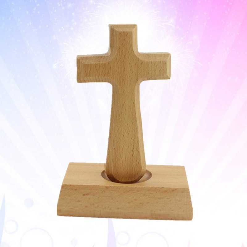 VOSAREA Christian Wooden Cross with Magnetic Base Decorations