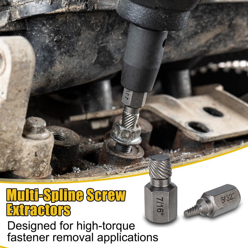 Topec Easy Out Screw Extractor Set 13-Piece, Multi-Spline Easy Out