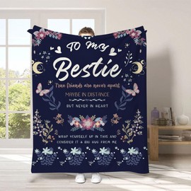 LCFHOME Best Friend Blanket,Gifts for Friend Blanket,Give Your Friend Holiday Blanket,Friend Birthday Gift Decoration Blanket Navy 130x150CM