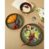 Pokini Stoneware Dinnerware Sets, Ceramic Plates and Bowls Set, Microwave