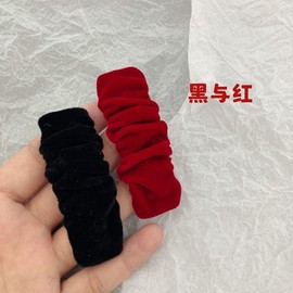 Vintage Solid Pleated Velvet Hair Clip Pin / Mini Hair Claw / Classic Half-Up Hairpin Free Size / Black Pleated Hairpin 20ea