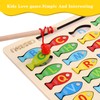 Magnetic Wooden Fishing Game Toy for Toddlers, Alphabet Fish Catching