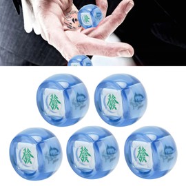 Mahjong Dice, 5Pcs Mahjong Wind Direction Dices East South West North Sphere Game Dice for Fun and Entertainment(Transparent Blue)