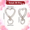 SUNNYCLUE 30Pcs Heart Shaped Lobster Clasp Silver Claw Clasps Bulk